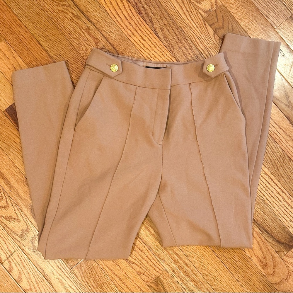 Express Tan Women's Trousers Pants with Gold Accents | Size 6R